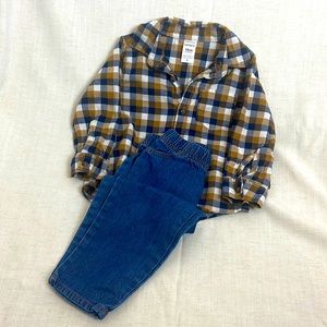 Carter’s Boys button down 2 PC outfit SIZE 18 months USED